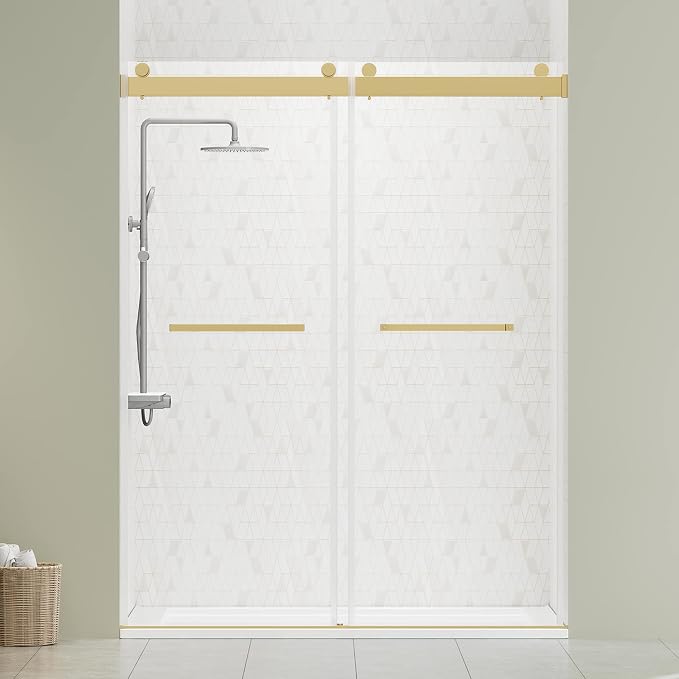 DELAVIN 56"-60" W x 75" H Frameless Shower Door, Double Sliding Shower Door - Image 2
