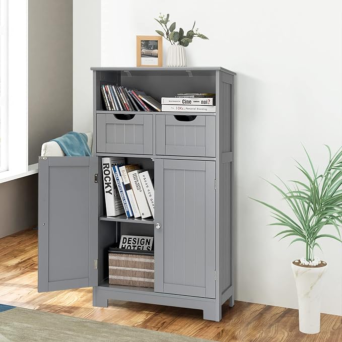 COSTWAY Bathroom Storage Cabinet, Freestanding Storage Organizer - Image 2