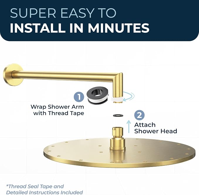 HammerHead Showers® Solid Metal 12 Inch Rainfall Shower Head, Large Rain Shower - Image 7