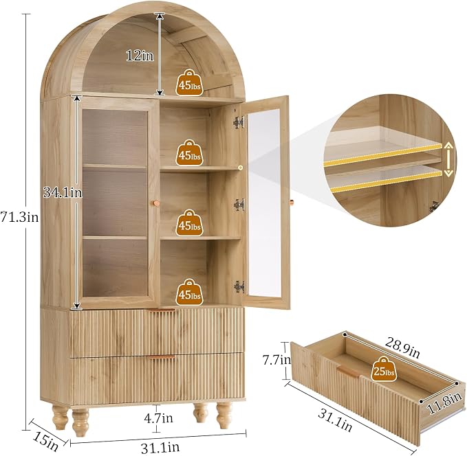 71" Tall Arched Pantry Cabinet - Image 2
