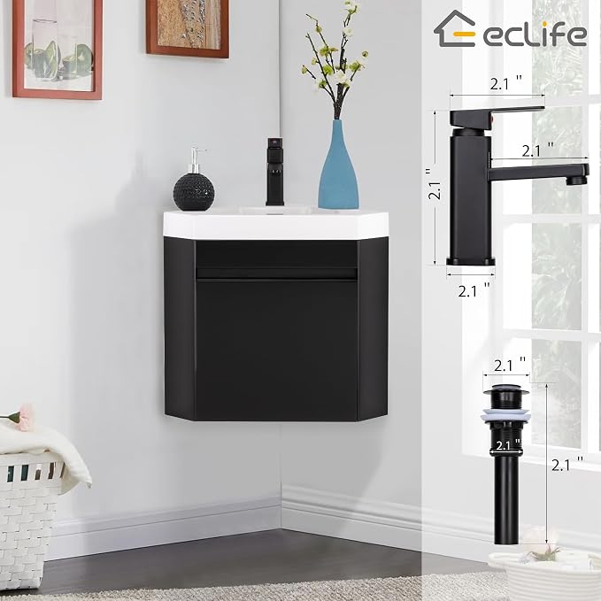 eclife 22" Corner Bathroom Vanity Sink Combo - Image 7
