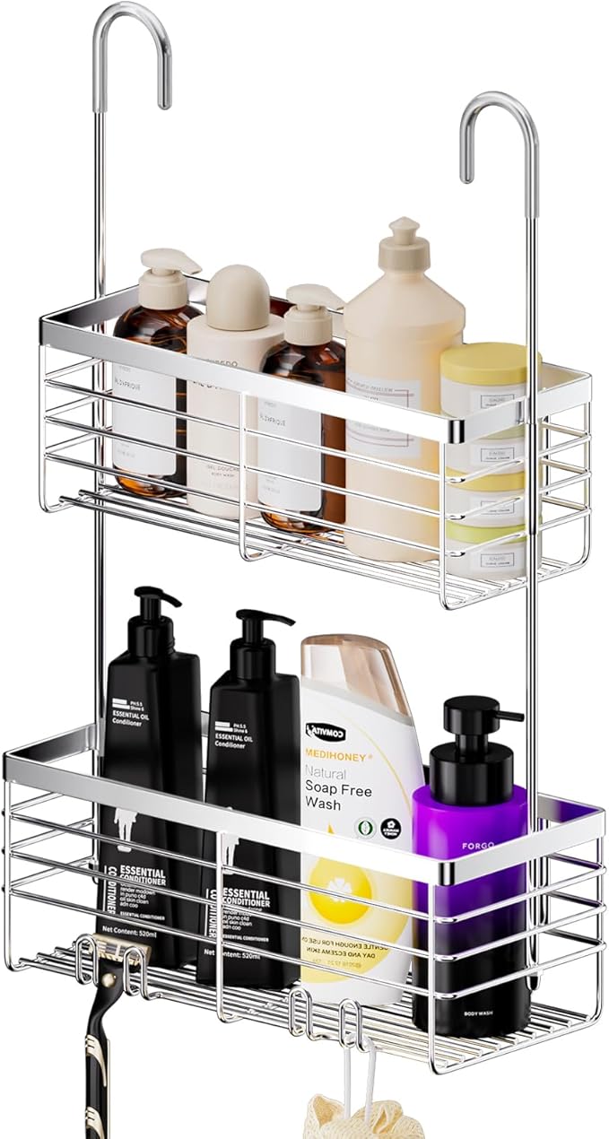 SHANSHUI Shower Hanging Caddy, Double Bathroom Showers Organizer Basket by SHANSHUI