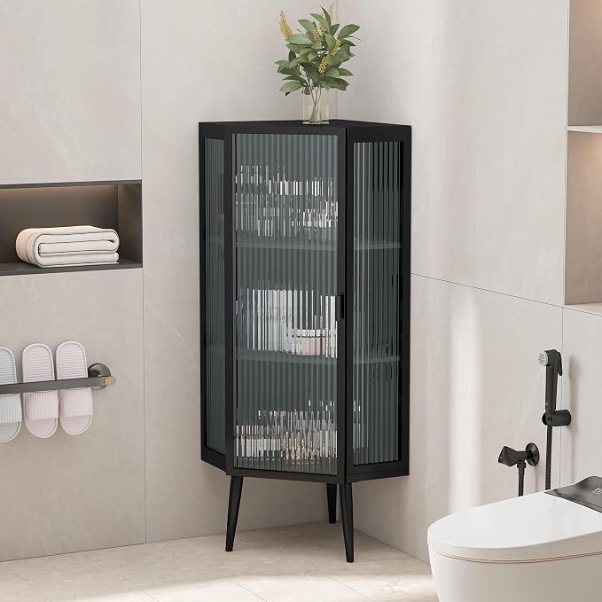 Corner Storage Cabinet with Glass Door - Image 5