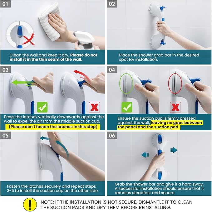 TAILI Shower Grab Bar Suction Grab Bars - Image 5