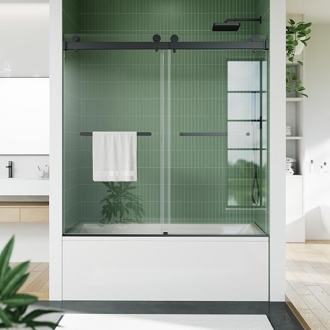 60" W x 59" H Glass Shower Door, 6mm Tempered Glass Panels, Stainless Steel by IDEALHOUSE