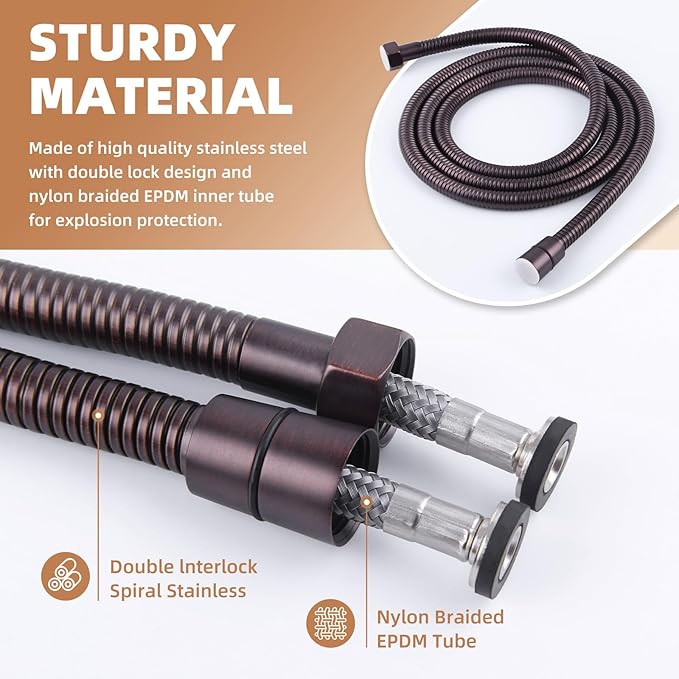 Angle Simple Handheld Shower Hose Replacement G 1/2 Thread Type, Stainless - Image 6