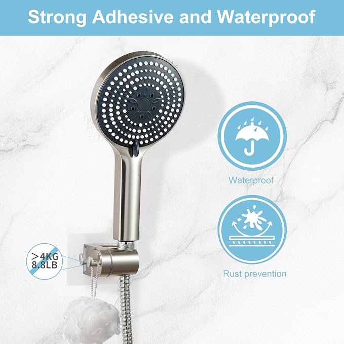 OFFO Shower Head Holder, Strong Adhesive Shower Hooks, 60° Adjustable - Image 2