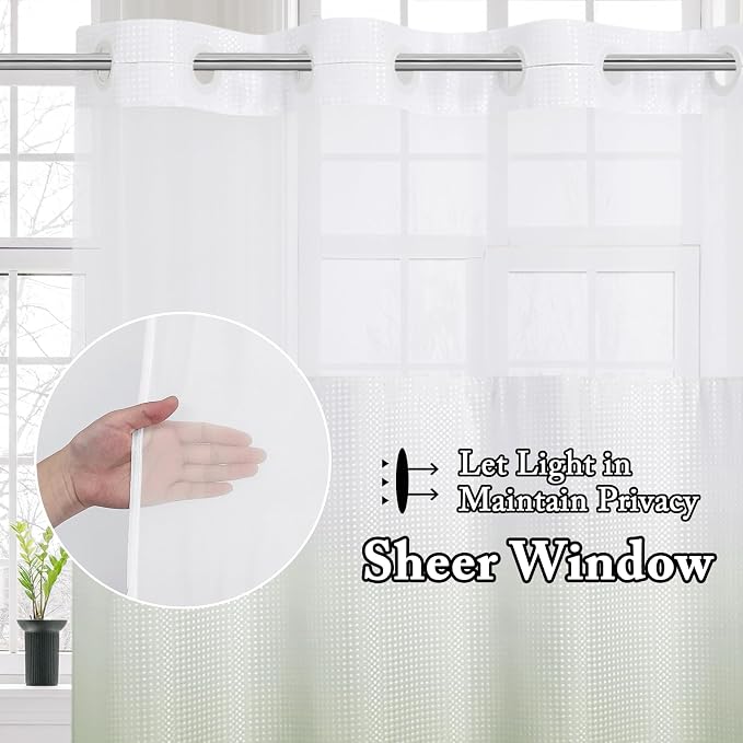 Gibelle No Hook Waffle Weave Shower Curtain - Image 2