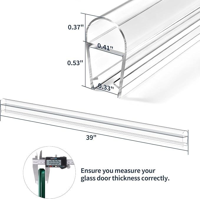 4PCS 39" Glass Shower Door Seal Strip, Shower Door Side Seal Strip - Image 3