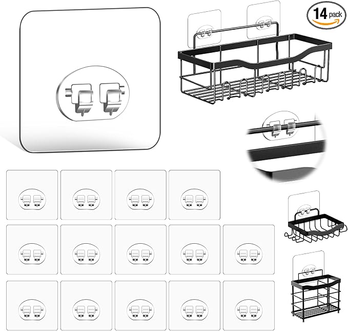 FGSAEOR 14-Pack Shower Caddy Adhesive Single Hooks by FGSAEOR