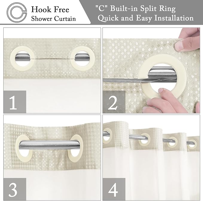 Gibelle Extra Long Shower Curtain 72x86, Waffle Weave Bathroom Shower Curtain - Image 4