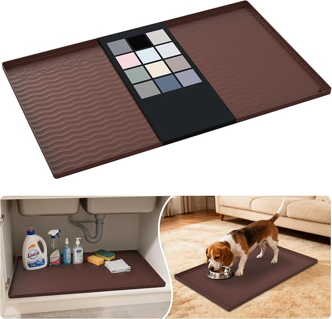 URMONA Waterproof Silicone Under Sink Mat 31'' x 19'' Shelf Liner by URMONA