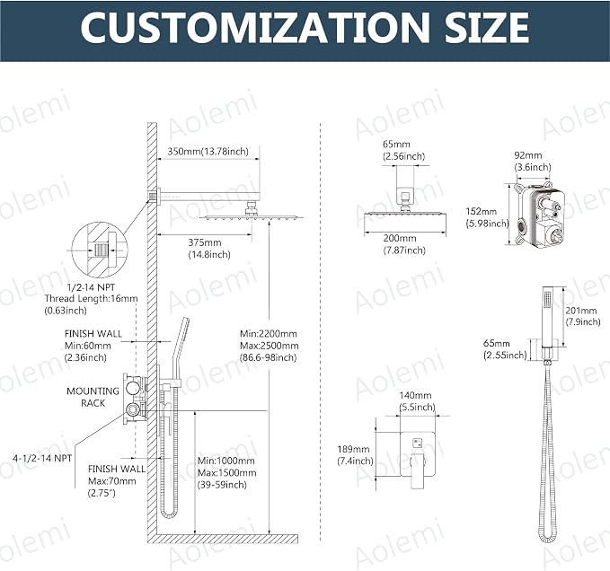 Aolemi Shower Faucet Set Rain Shower System - Image 6