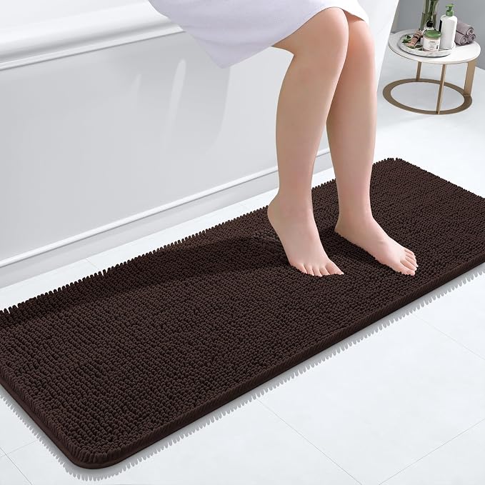 OLANLY Bathroom Rugs 47x17, Extra Soft Absorbent Chenille Bath Rugs, Rubber by OLANLY