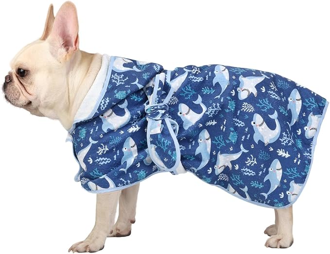 HDE Dog Bathrobe Super Absorbent Quick Drying Puppy Towel Wrap Coat Adjustable - Image 3