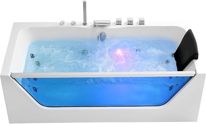 Empava 67" x 30" Whirlpool Tub, 750W Acrylic Jetted Bathtub - Image 7