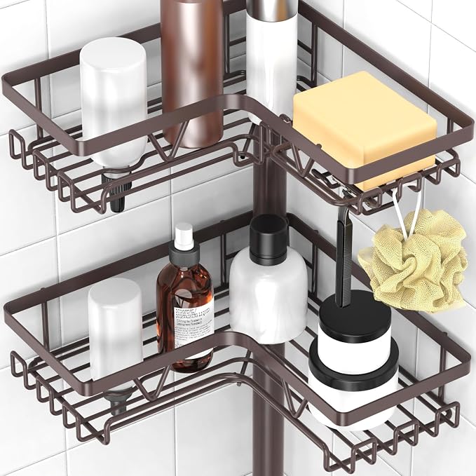 KEGII Floor Corner Shower Caddy Standing, Rustproof 4-Tier Shower Shelf - Image 3