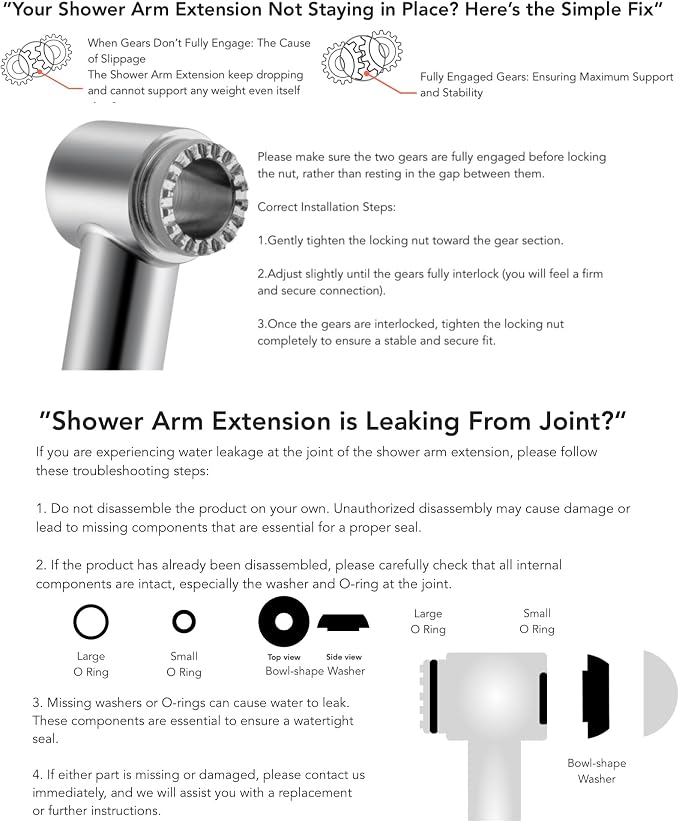 11 Inch Adjustable Shower Head Extension Arm - Image 7