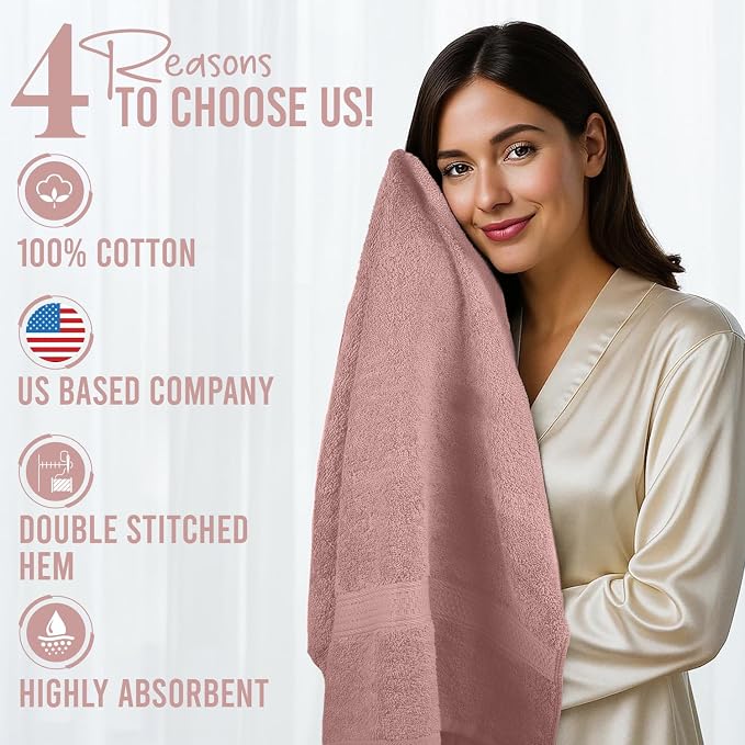 RIVERSIDE 100% Ring Spun Cotton Large Bath Towels Set of 4, 27 x 54 – Quick Dry - Image 5