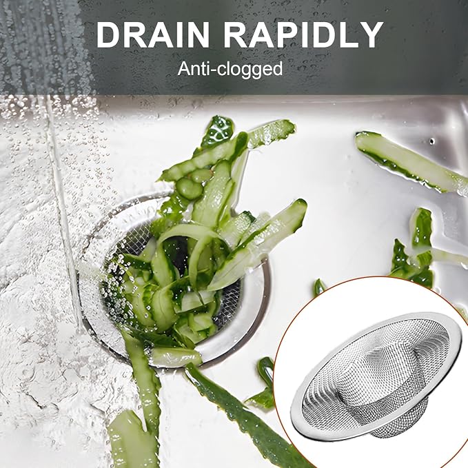 2pcs Heavy Duty Stainless Steel Slop Basket Filter Trap, 2.75" Top / 1" Mesh - Image 5