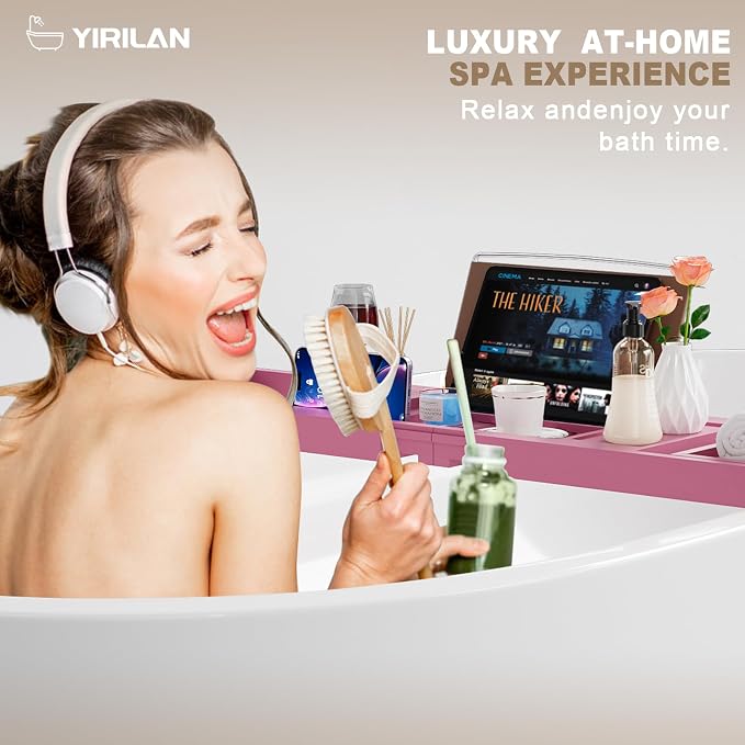 Yirilan Foldable Bathtub Caddy, Expandable Bath Caddy Tray, Unique House - Image 4