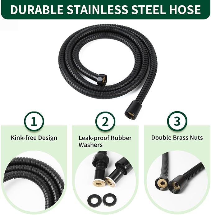 Matte Black Shower Head, 6 Spray Modes Handheld Showerhead, High Pressure - Image 5