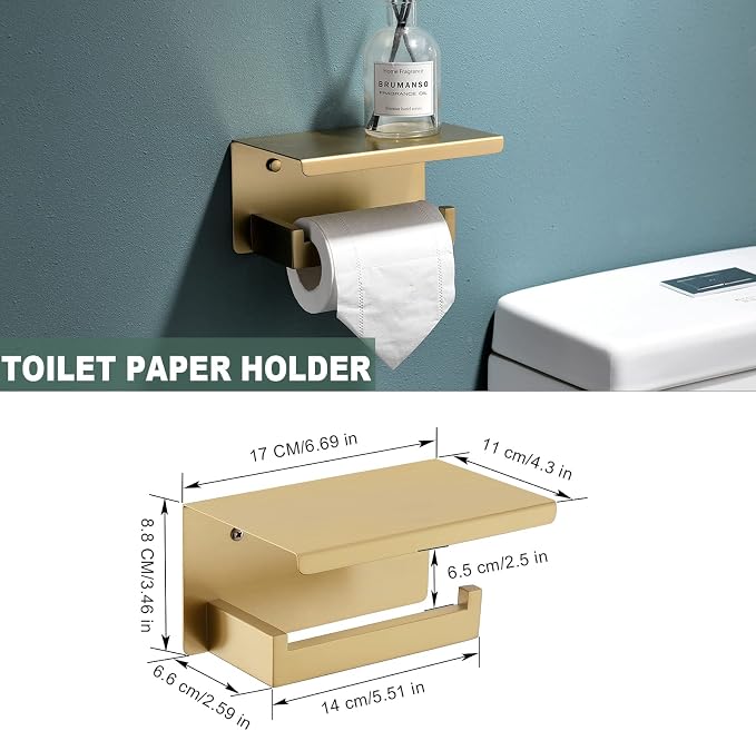 Brushed Gold Bathroom Towel Bar Holder Sets Premium Stainless Steel 4-Piece - Image 2