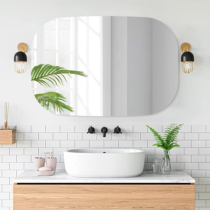 VASUHOME Frameless Bathroom Mirror, 24 x 36 Inch Wall Vanity Mirror, Large Wall by VASUHOME
