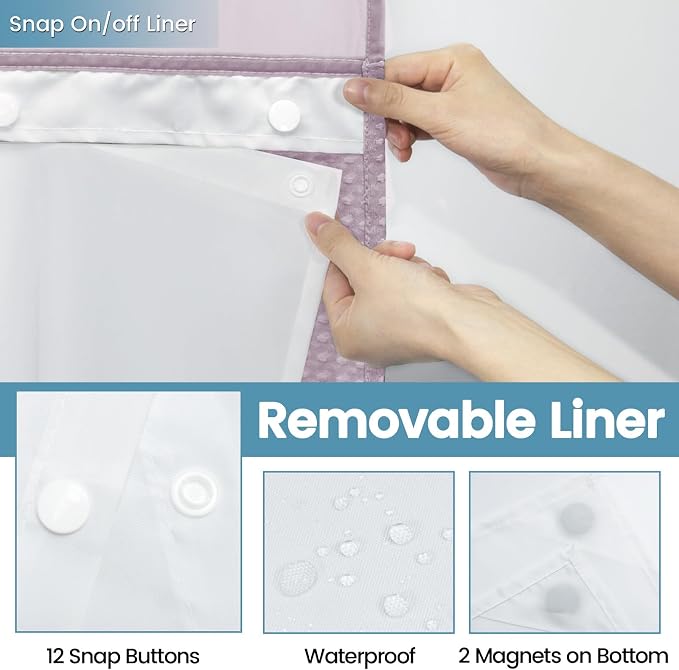 Lavender Long No Hook Shower Curtain - Image 6