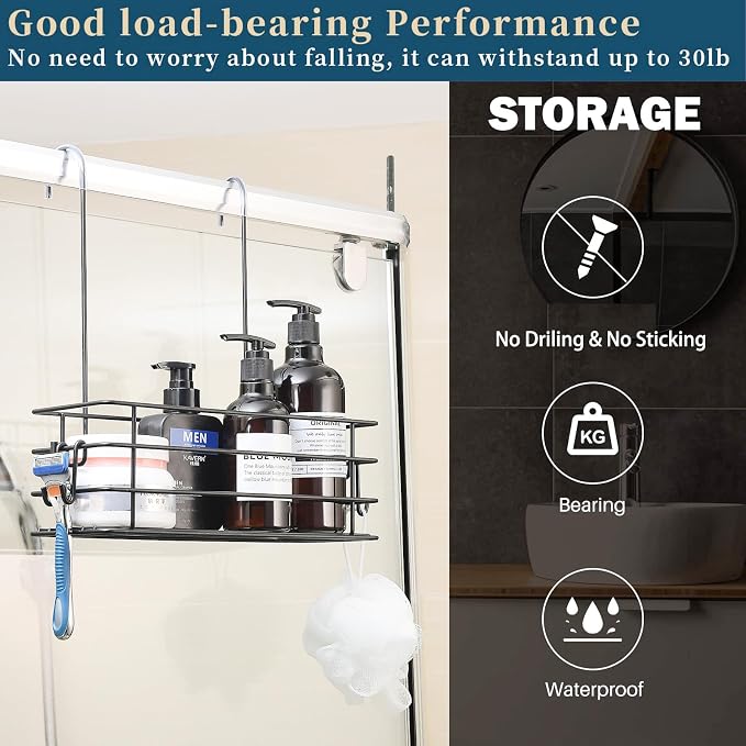 2pcs Single-Layer Shower Caddy Hanging Shower Orangizer Stainless Steel Shower - Image 2