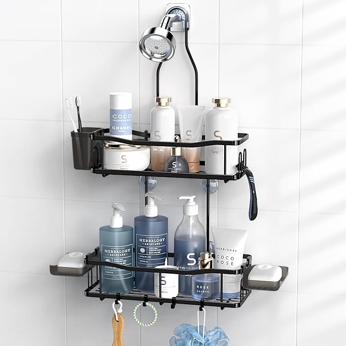 Hanging Shower Caddy Bathroom Organizer: Rustproof Shower Shelf Racks Over by Aitatty