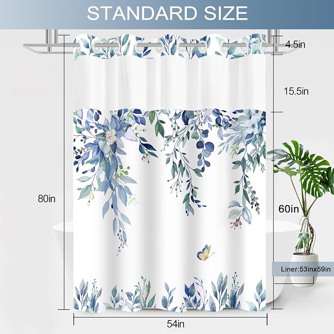 No Hook Shower Curtain and Liner Set, Bath Curtain Sets - Image 7