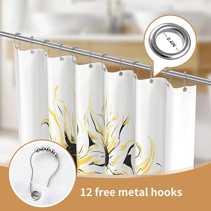 LaCyan Shower Curtain with 12 Hooks Waterproof Curtain - Image 2