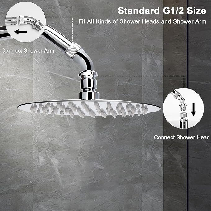NearMoon Shower Elbow Adapter for Shower Head, Solid Brass 45°G1/2 Male to - Image 5