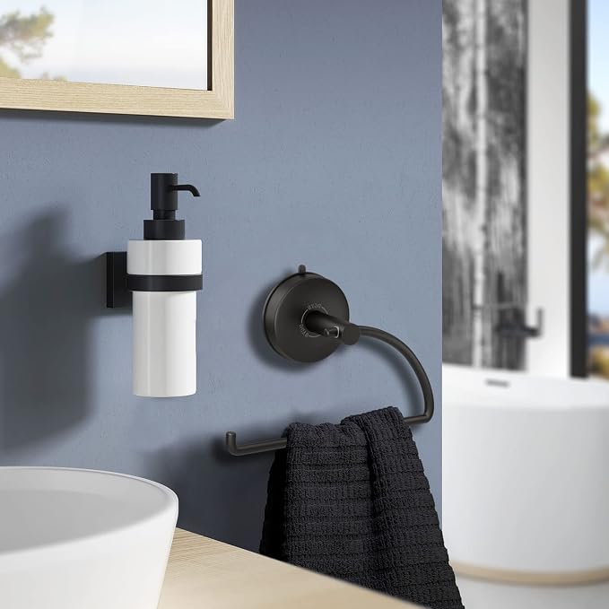 DGYB Suction Cup Hand Towel Ring Black Hand Towel Holder - Image 3
