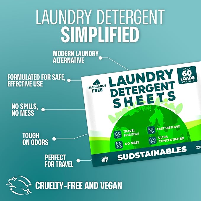 Sudstainables Laundry Detergent Sheets 60 Loads – Dissolvable Laundry Sheet - Image 5