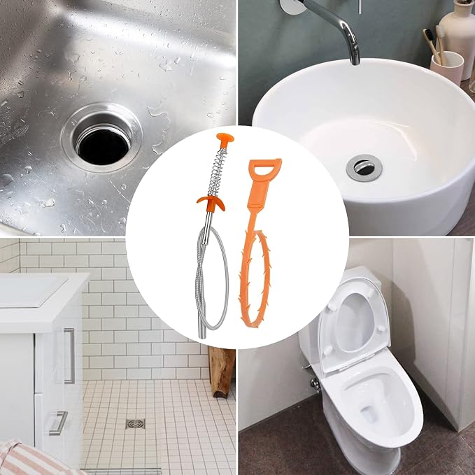 Amazon Basics Drain Clog Remover Tool, Includes 5 Plastic and 1 Stainless Drain - Image 4