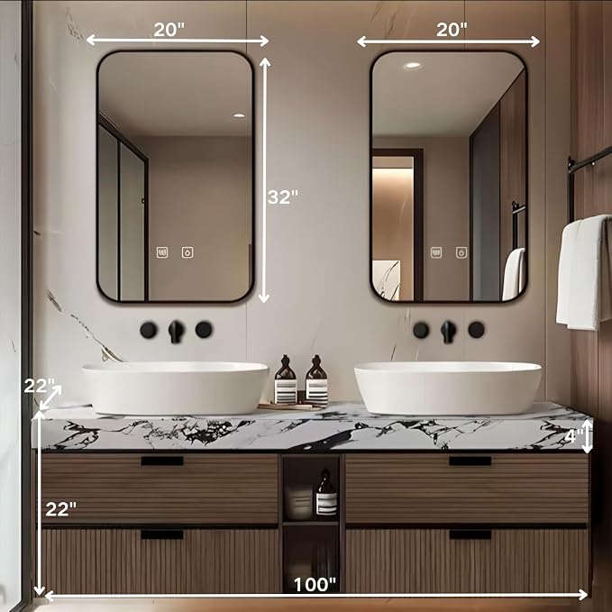 Double Bathroom Vanity with Sink, Floating Vanities Set Includes Smart - Image 2