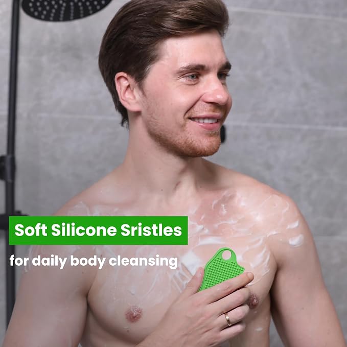Silicone Body Scrubber Silver-Infused Dual-Sided 3-in-1 - Image 2