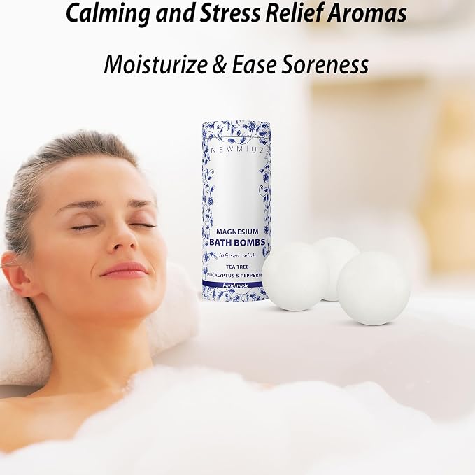Magnesium Bubble Bath Bombs Long Lasting Foaming Sore Muscles Recovery Tea Tree - Image 2