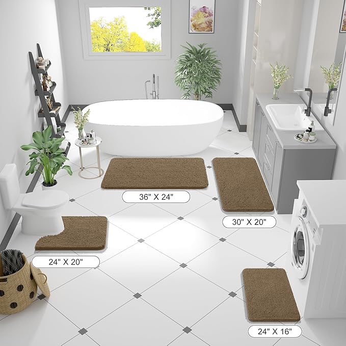 OLANLY Bathroom Rugs 59x24, Extra Soft Absorbent Chenille Bath Rugs, Rubber - Image 2