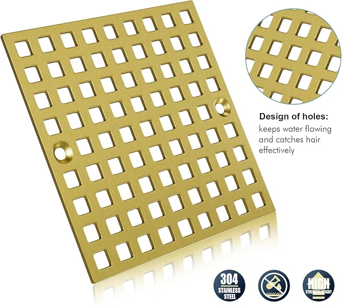 3-7/8" Brushed Gold Shower Drain Cover - Image 4