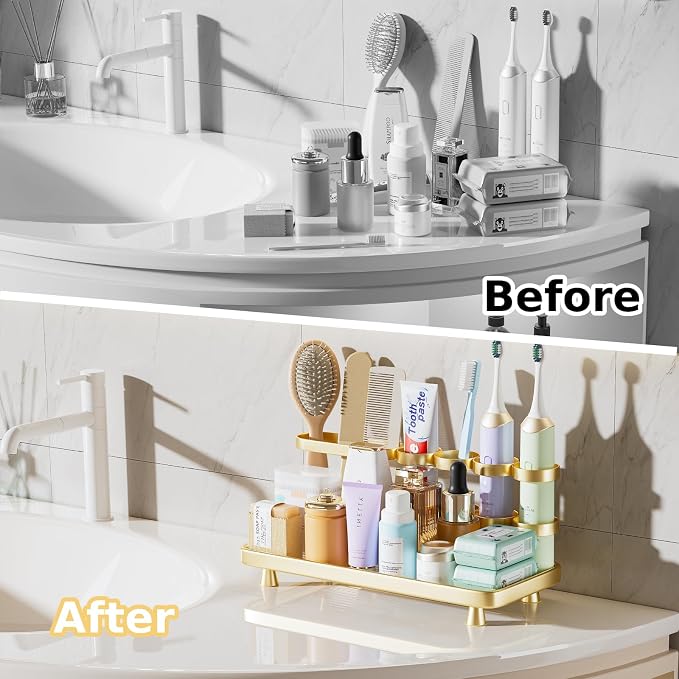 Electric Toothbrush Holder for Bathroom Countertop 5 Metal Slots Toothpaste - Image 4