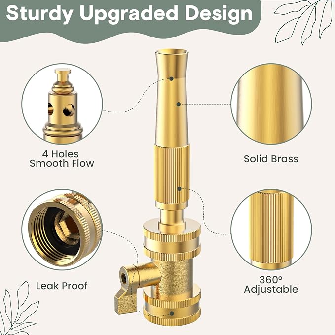Twinkle Star Heavy-Duty Brass Adjustable Twist Hose Nozzle, High Pressure Hose - Image 2