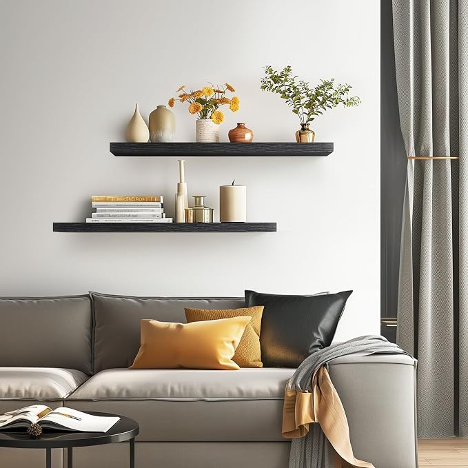BAYKA Floating Shelves for Wall, 36 inches Long Wall Mounted Rustic Wood - Image 2