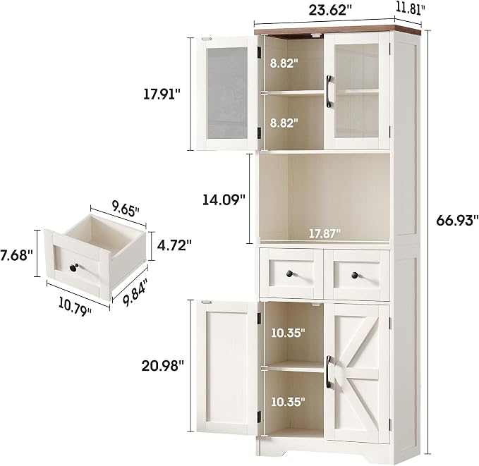 67" Tall Farmhouse Bathroom Storage Cabinet - Image 2