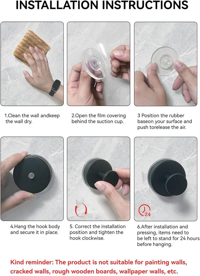 Suction Cup Hooks for Shower, Stainless Steel Towel Hooks for Bathroom Wall - Image 8