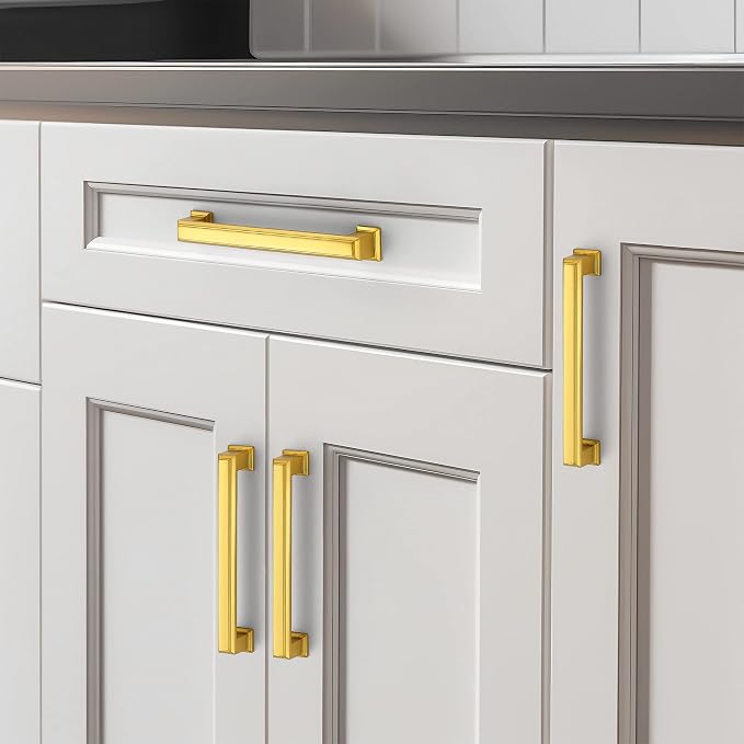 Ravinte Hardware 15 Pack Brushed Brass Cabinet Pulls, 5 Inch Hole Center Zinc - Image 6