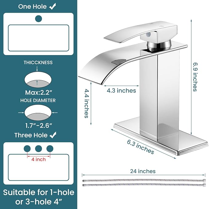 Bathroom Faucets Chrome Waterfall Bathroom Sink Faucet Modern Single Handle - Image 2
