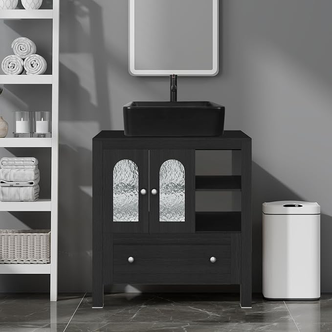 30-Inch Black Bathroom Vanity by Solidee